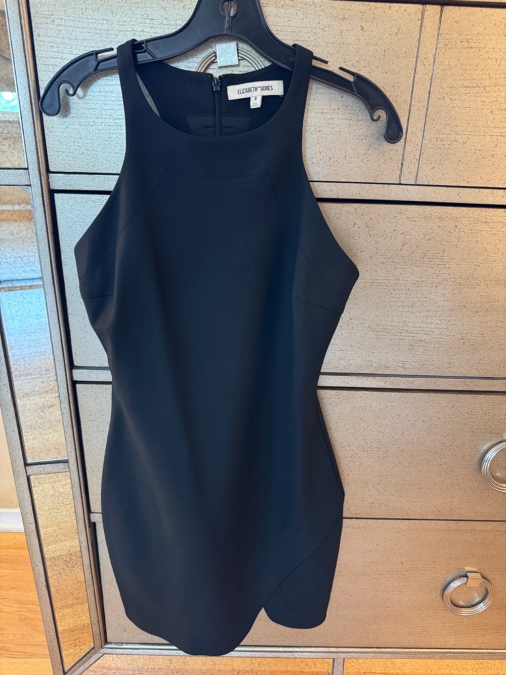 Elizabeth and James Black High-Neck Mini Dress